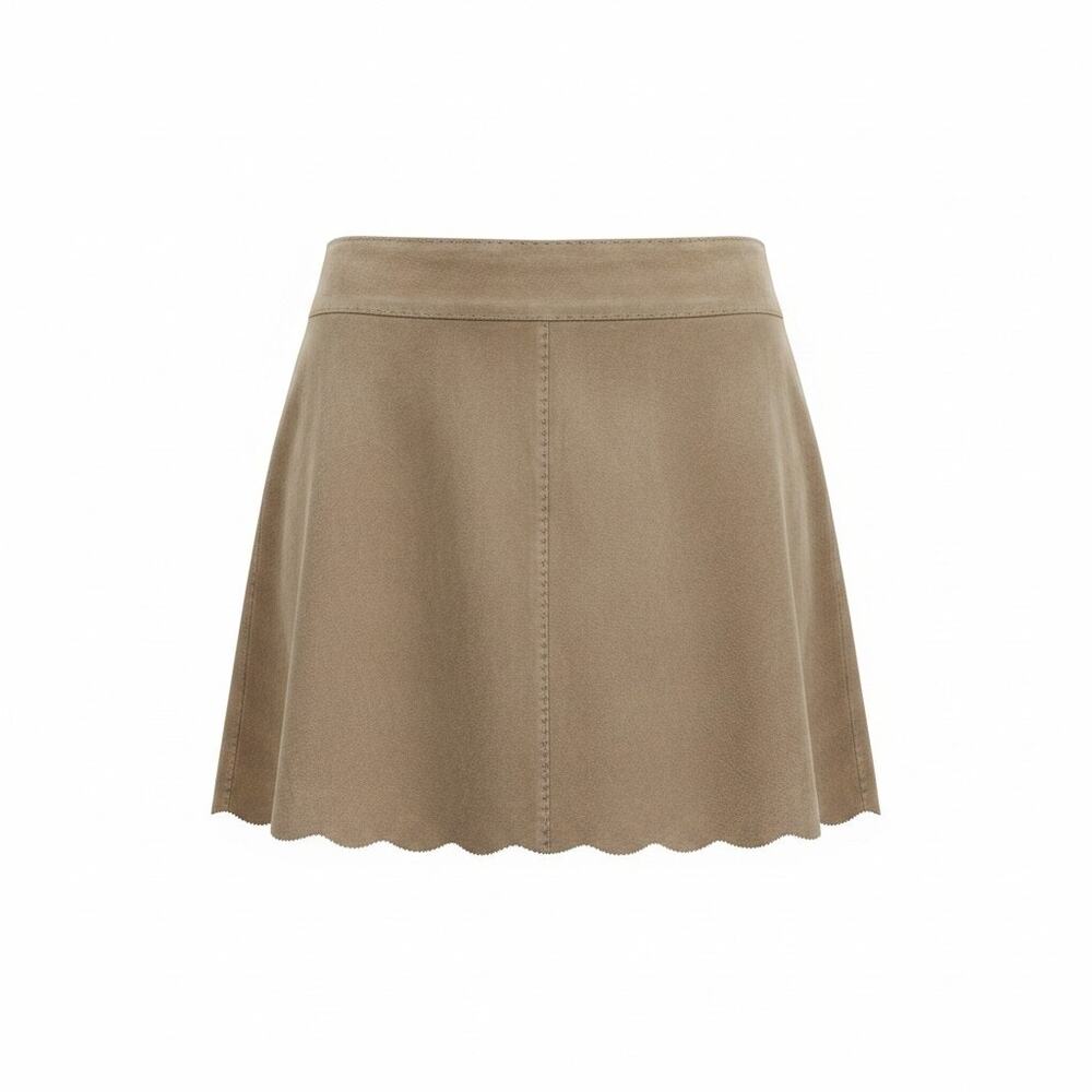 I.N.C. Genuine Suede Leather Mini Skirt Tan Size 14